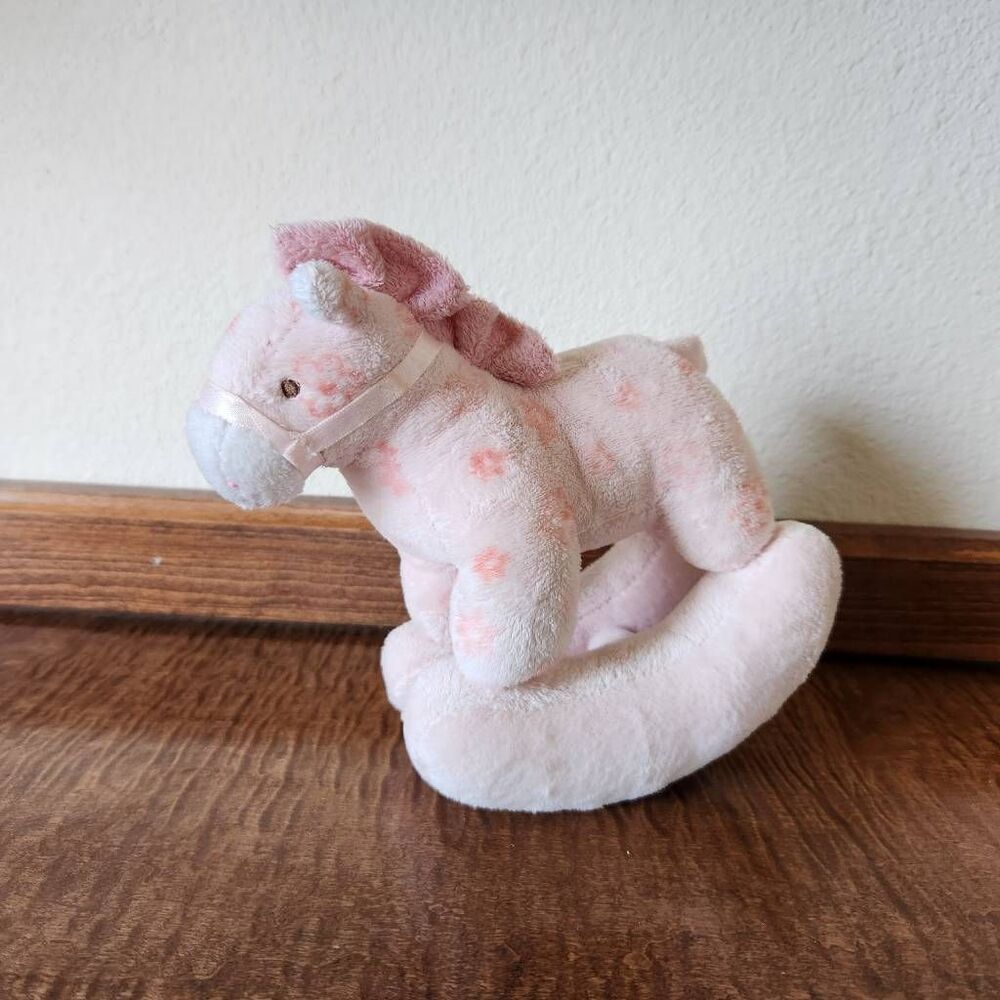 Teany Baby rocking horse baby girl pink nursery decor soft plush toy 2005